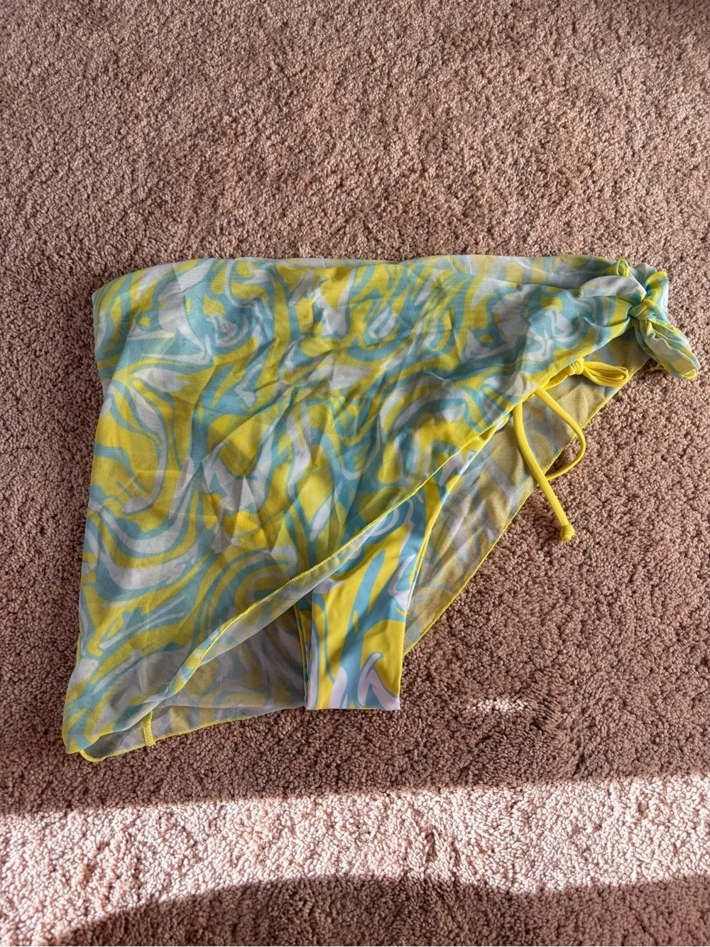 Shein abstract print bikini bottom and matching cover-up sarong size M NWT